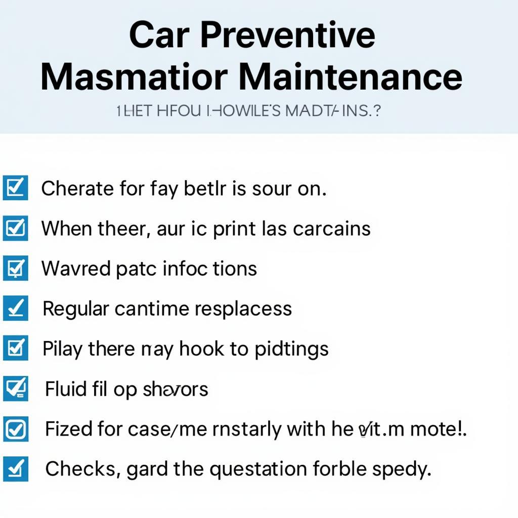 Preventative Car Maintenance Checklist