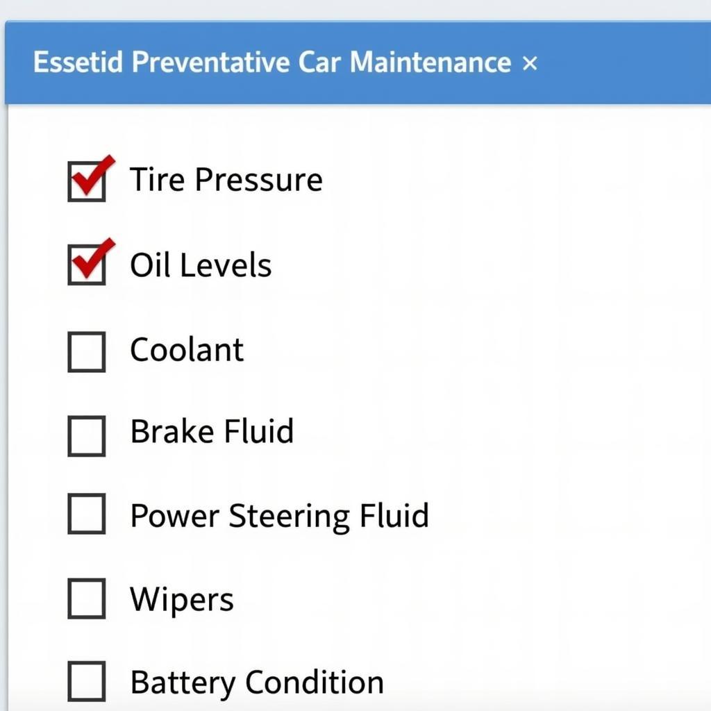 Preventative Car Maintenance Checklist