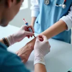 Preventive lab testing blood draw from a patient