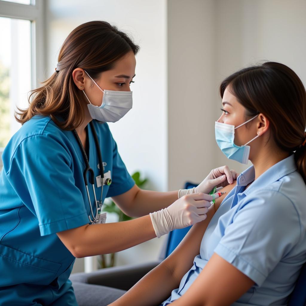 Nurse Administering a Vaccine in a Primary Care Setting