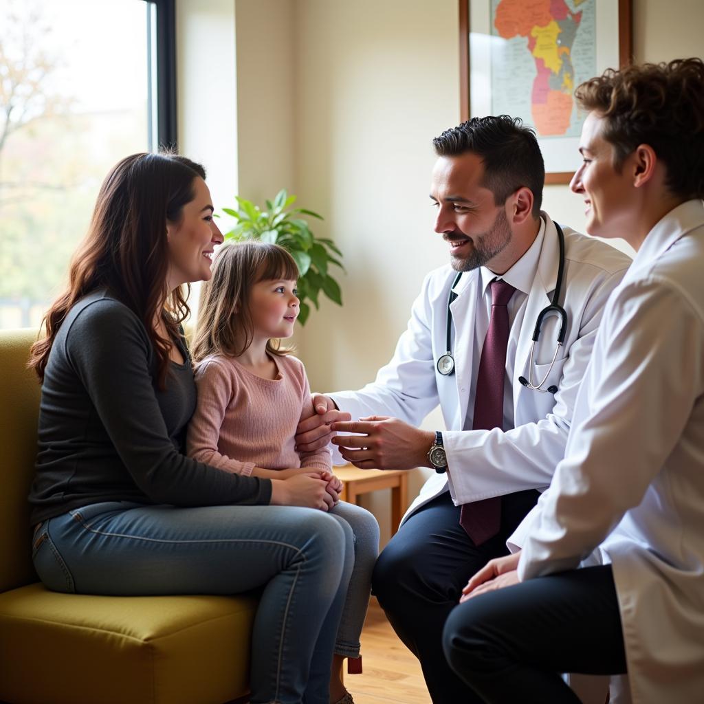 Family visiting their doctor for a check-up