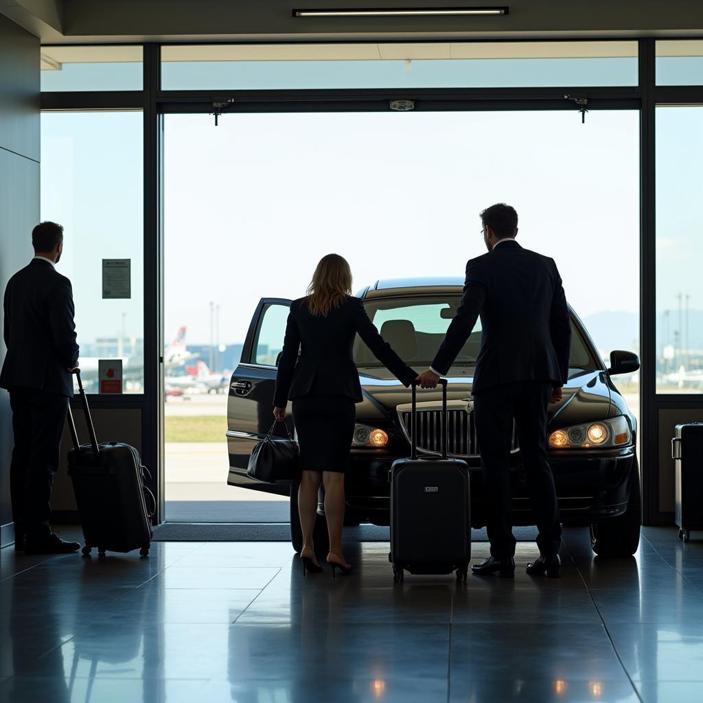 Private Car Service Airport Transfer: Passenger Arriving with Luggage