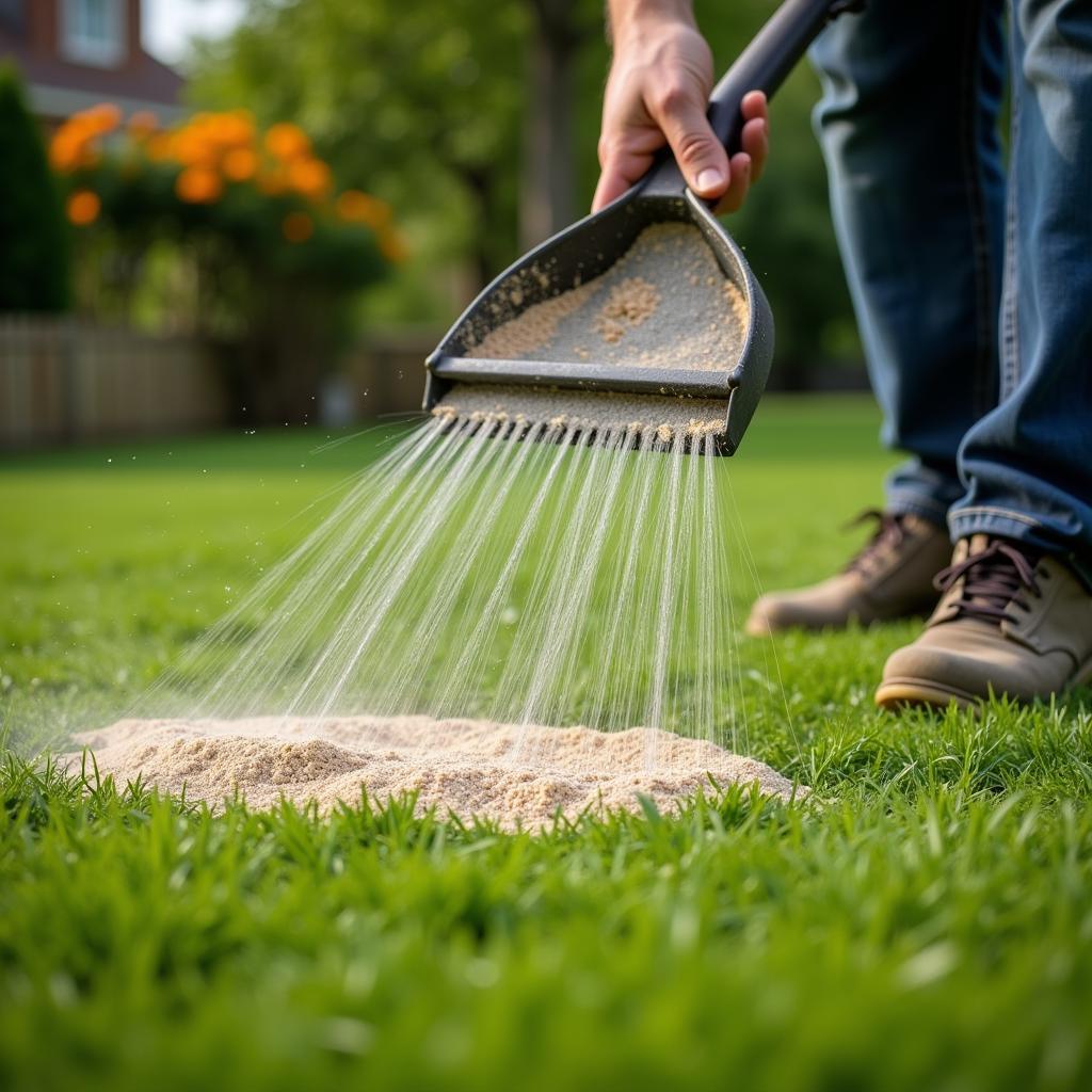 Professional Applying Fertilizer to Lawn