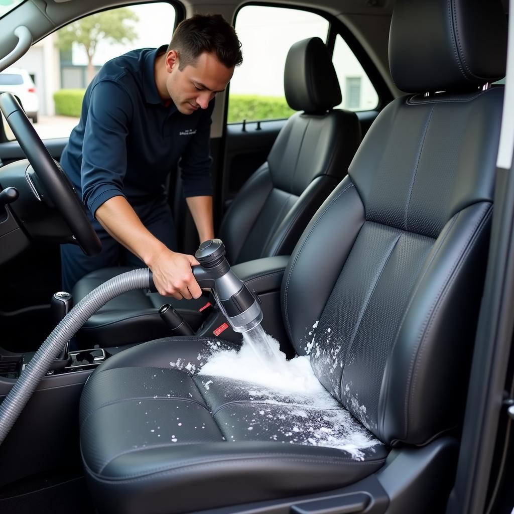 Professional Car Seat Shampooing Process