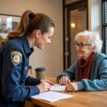 A public servant assists a community member, highlighting the direct impact of public service roles.