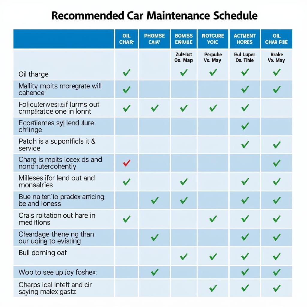 Regular Car Maintenance Schedule Chart