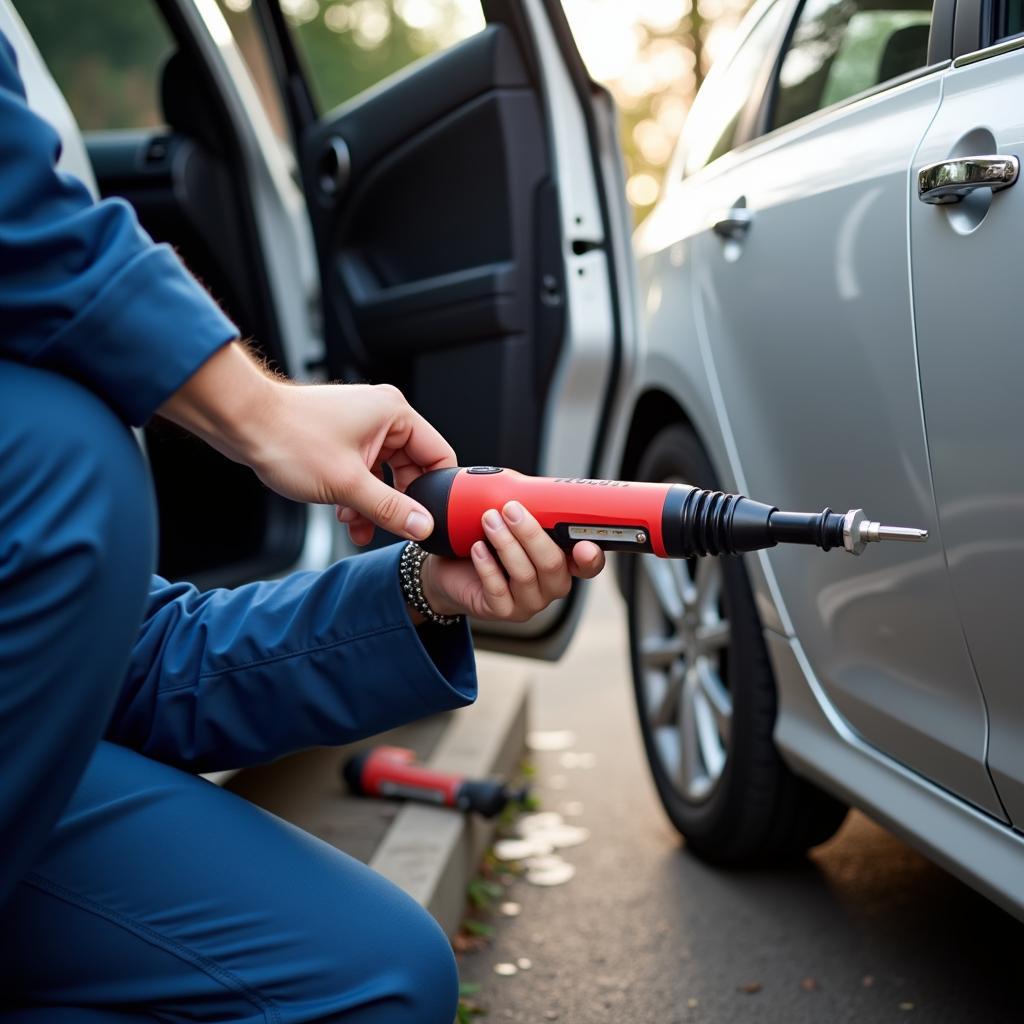 Roadside Assistance Professional Unlocking Car Door