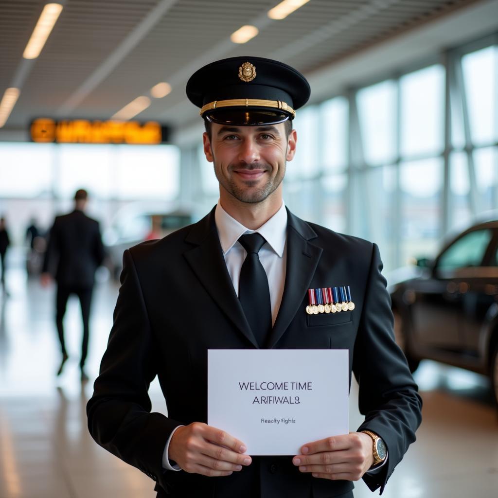 Professional Chauffeur Meeting Client at Rome Airport