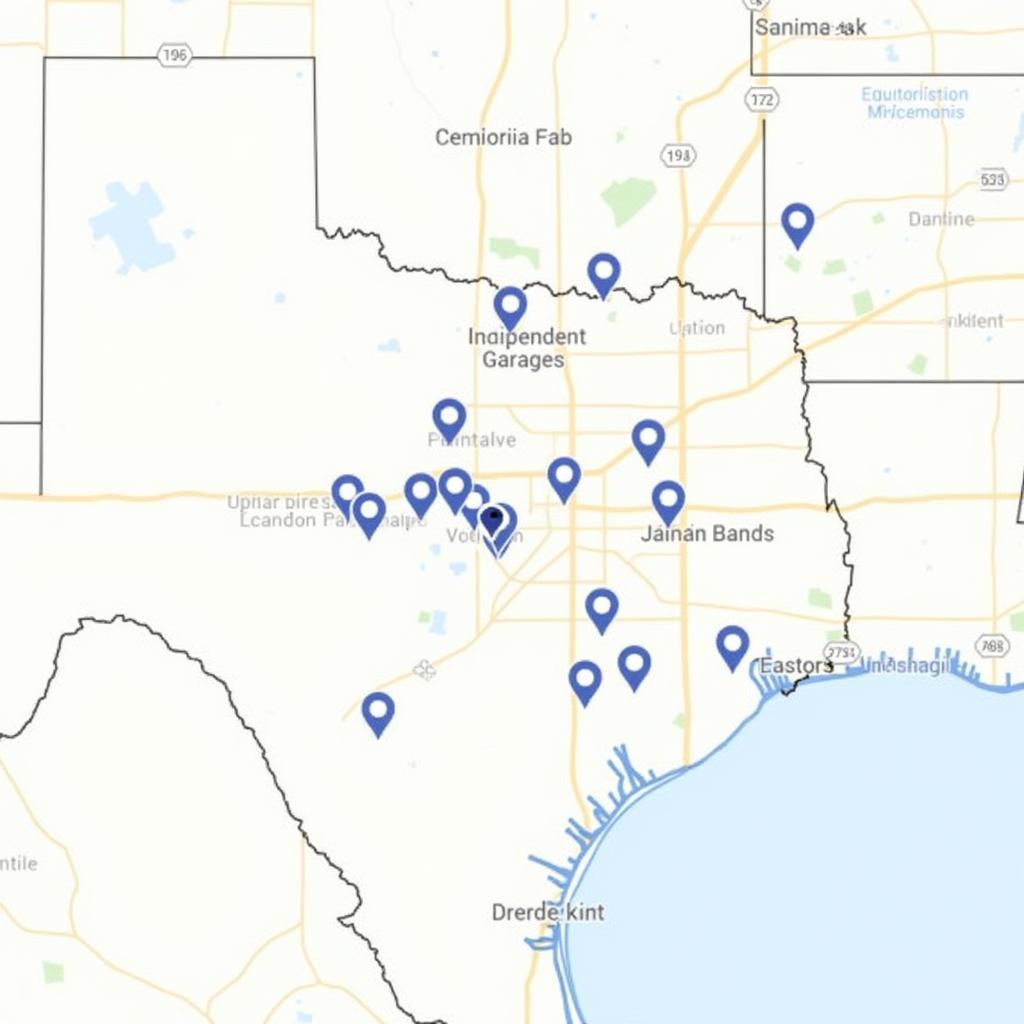 Map of car service locations in Round Rock