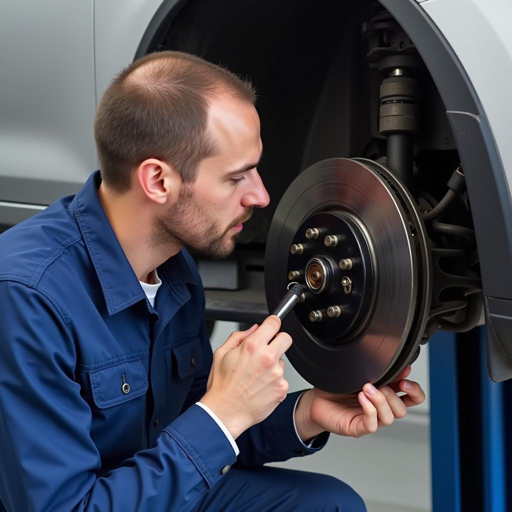 Routine brake inspection ensures road safety