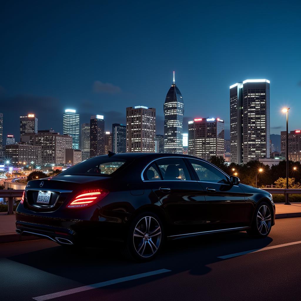 San Jose Black Car Night Cityscape