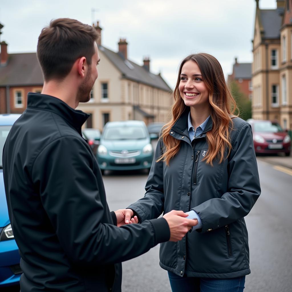 Satisfied Customer Receiving Delivered Car in Scotland