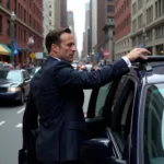 Secret Service Agent Holding Car Door During Presidential Protection