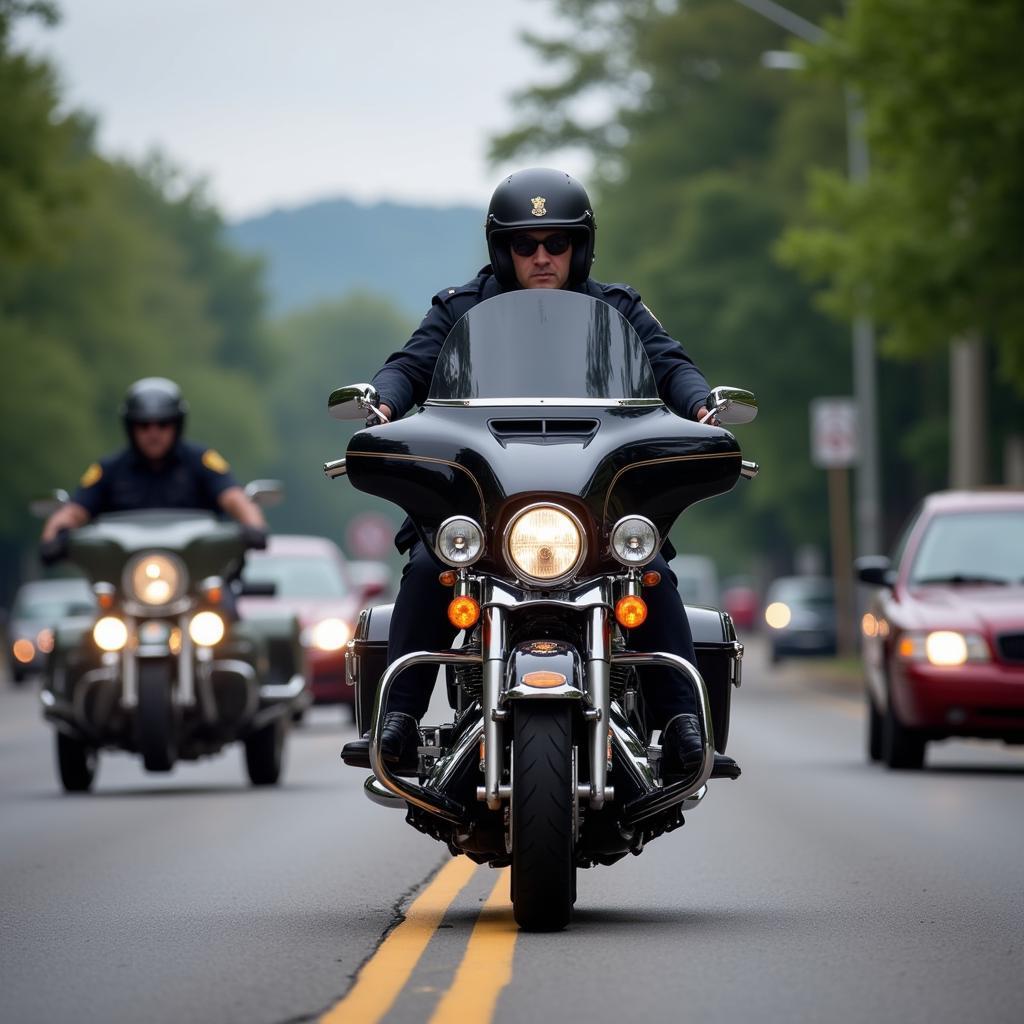 Secret Service Motorcycle Escort in Action