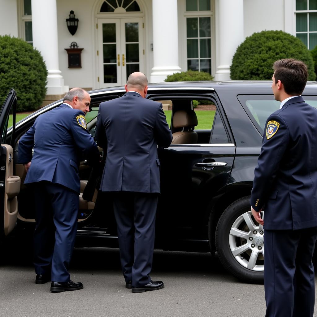 Secret Service Protection Detail Ensuring Vehicle Security