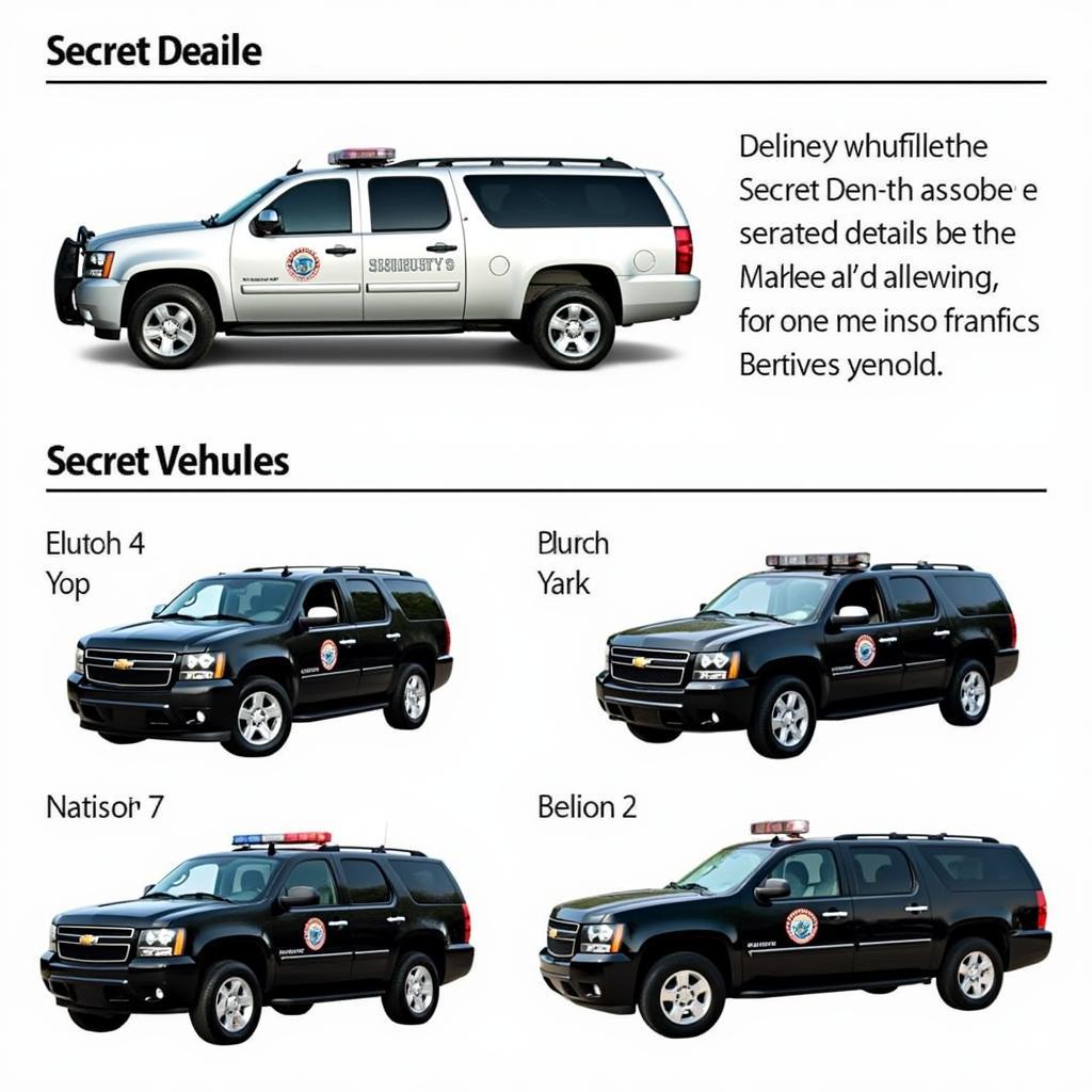 Diverse Fleet of Secret Service Vehicles, Including SUVs, Motorcycles, and Sedans