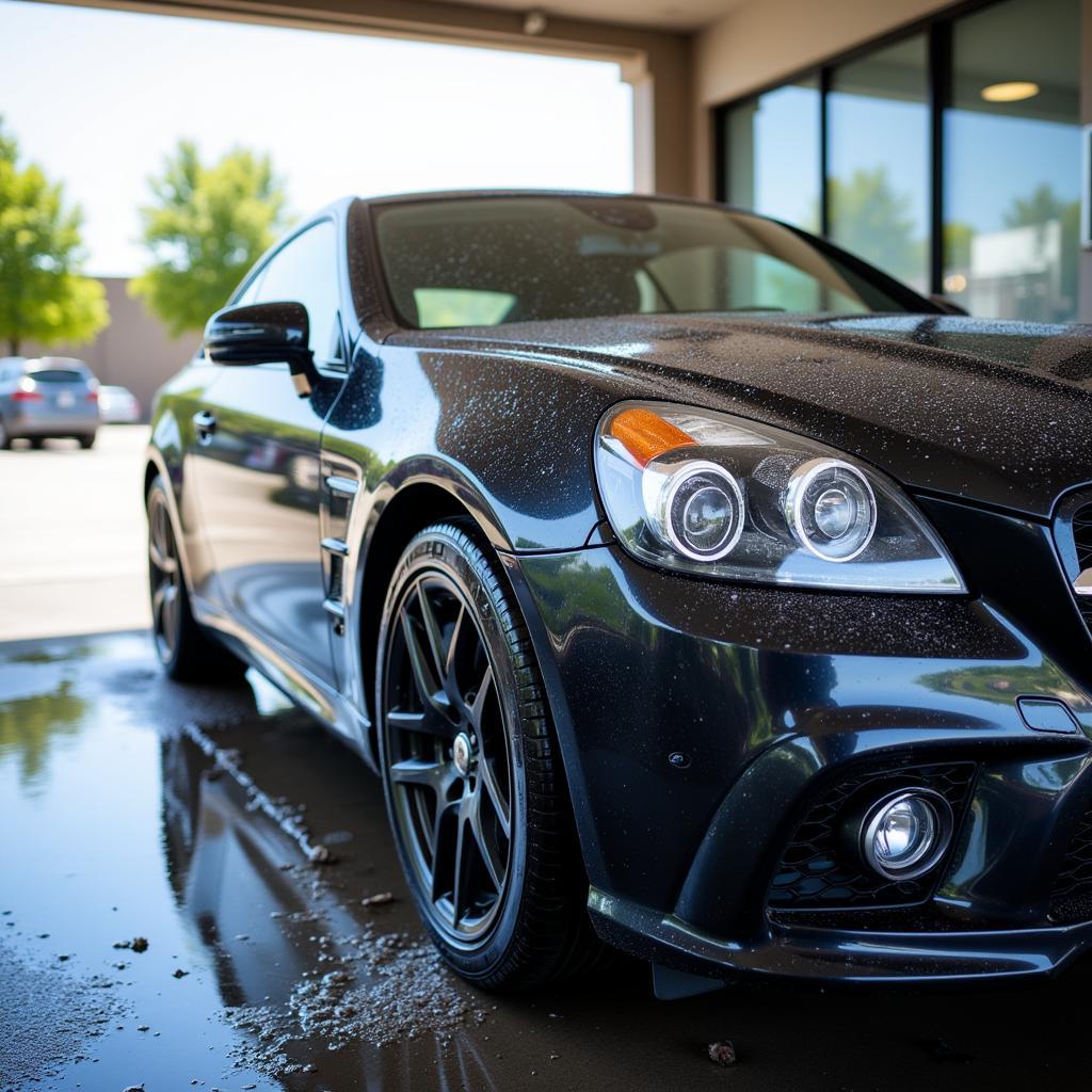 A clean and shiny car after a self-service wash