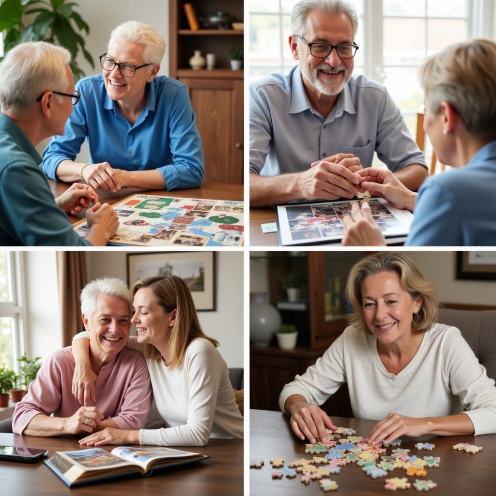 Senior and companion engaging in activities at home