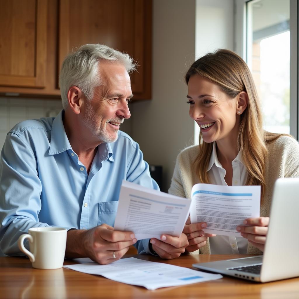 A senior couple reviewing Medicare Advantage plans at home.