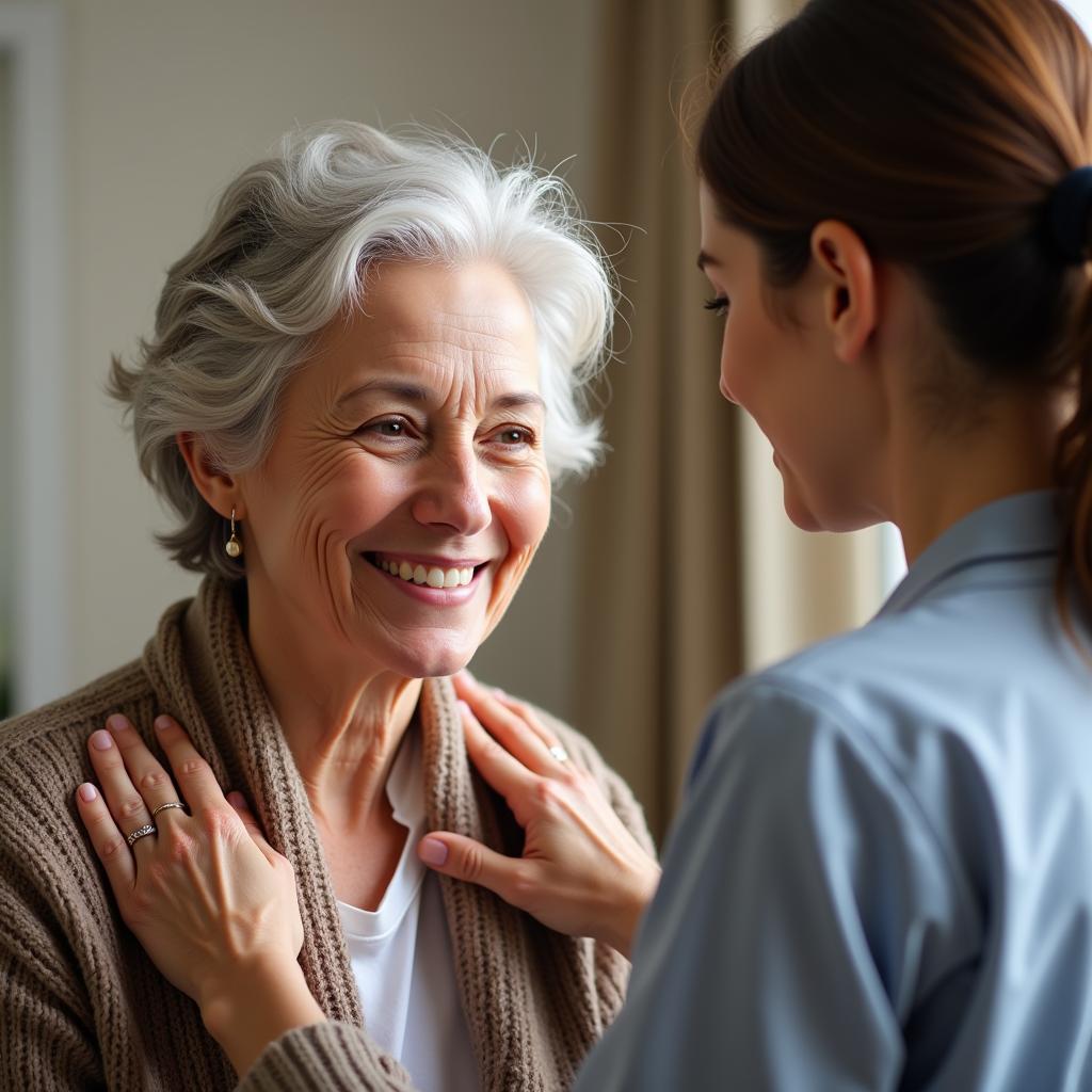 Senior Woman Receiving Personal Care at Home