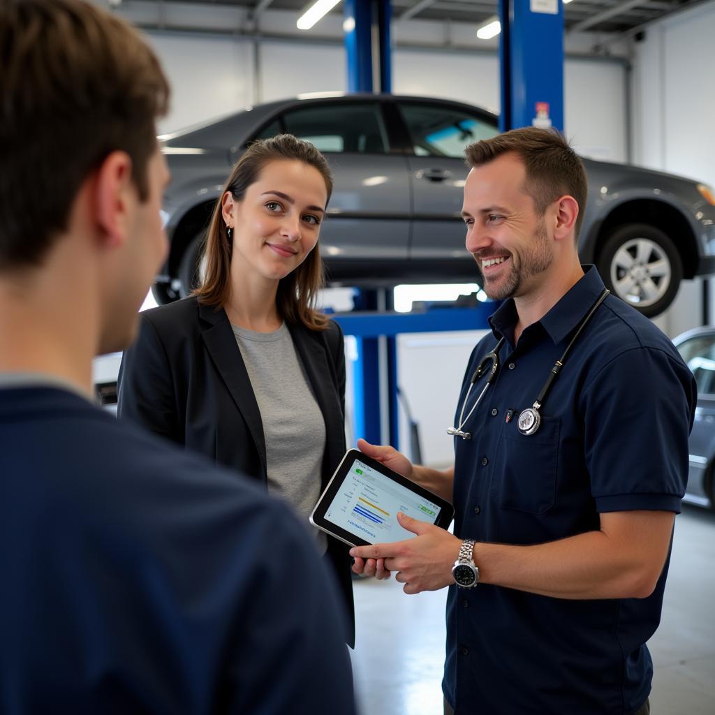 Service Advisor Discussing Car Repair with Customer