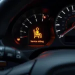 Service Airbag Warning Light on Car Dashboard