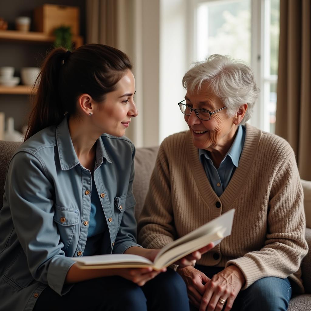 Service Delivery Worker Providing Companionship to Elderly Woman