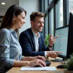 A service desk professional assisting a client with a technical issue