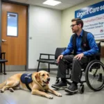 Service Dog Accompanying Handler in Urgent Care Waiting Room