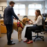 Service Dog Performing a Specific Task in an Office Environment