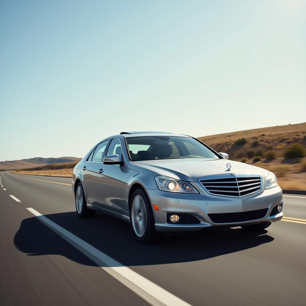 A service loaner car driving on the road