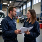 Service Manager Reviewing Repair Orders with Technician