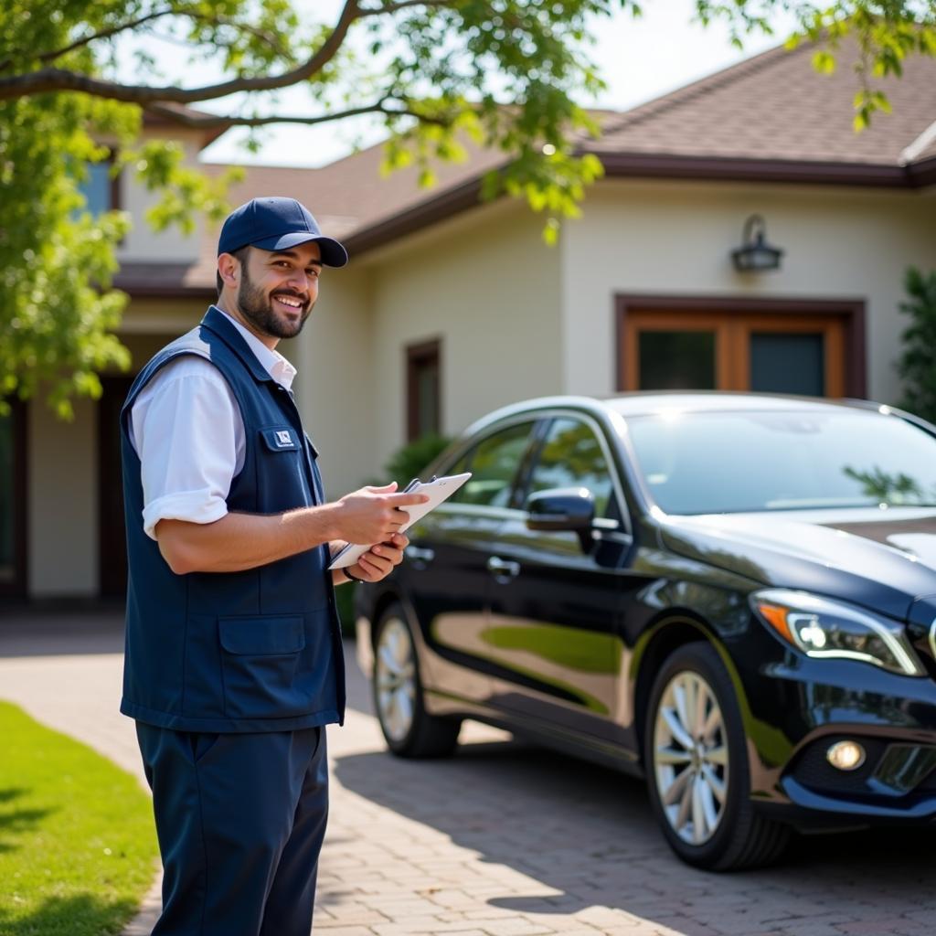 Service Valet Picking Up Car