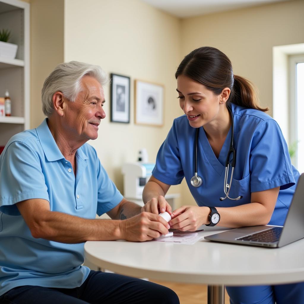 Skilled Nurse Assisting Patient