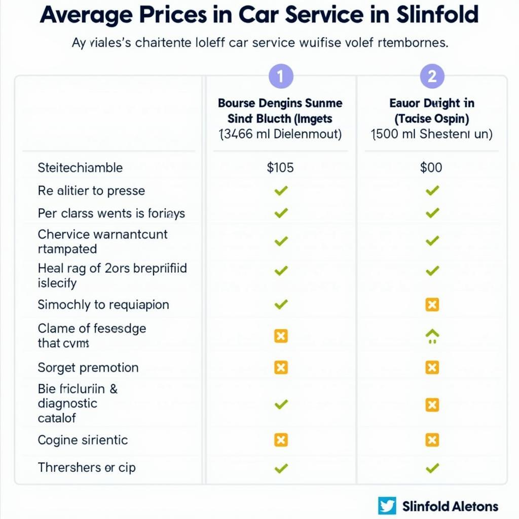 Car Service Price Comparison Chart in Slinfold Abbot