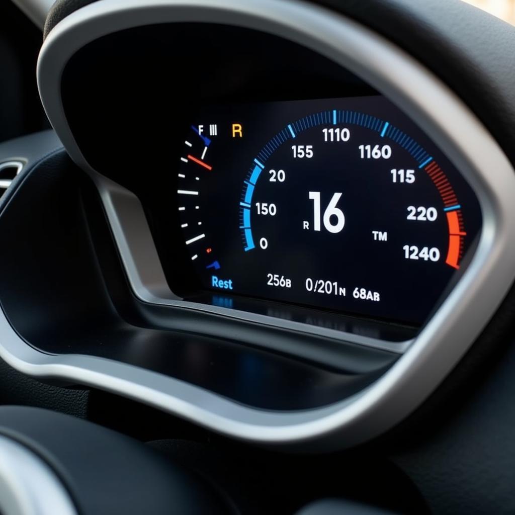 Smart Car Dashboard Displaying Odometer and Buttons