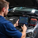 Smart Car Service Diagnostic Tools in Use