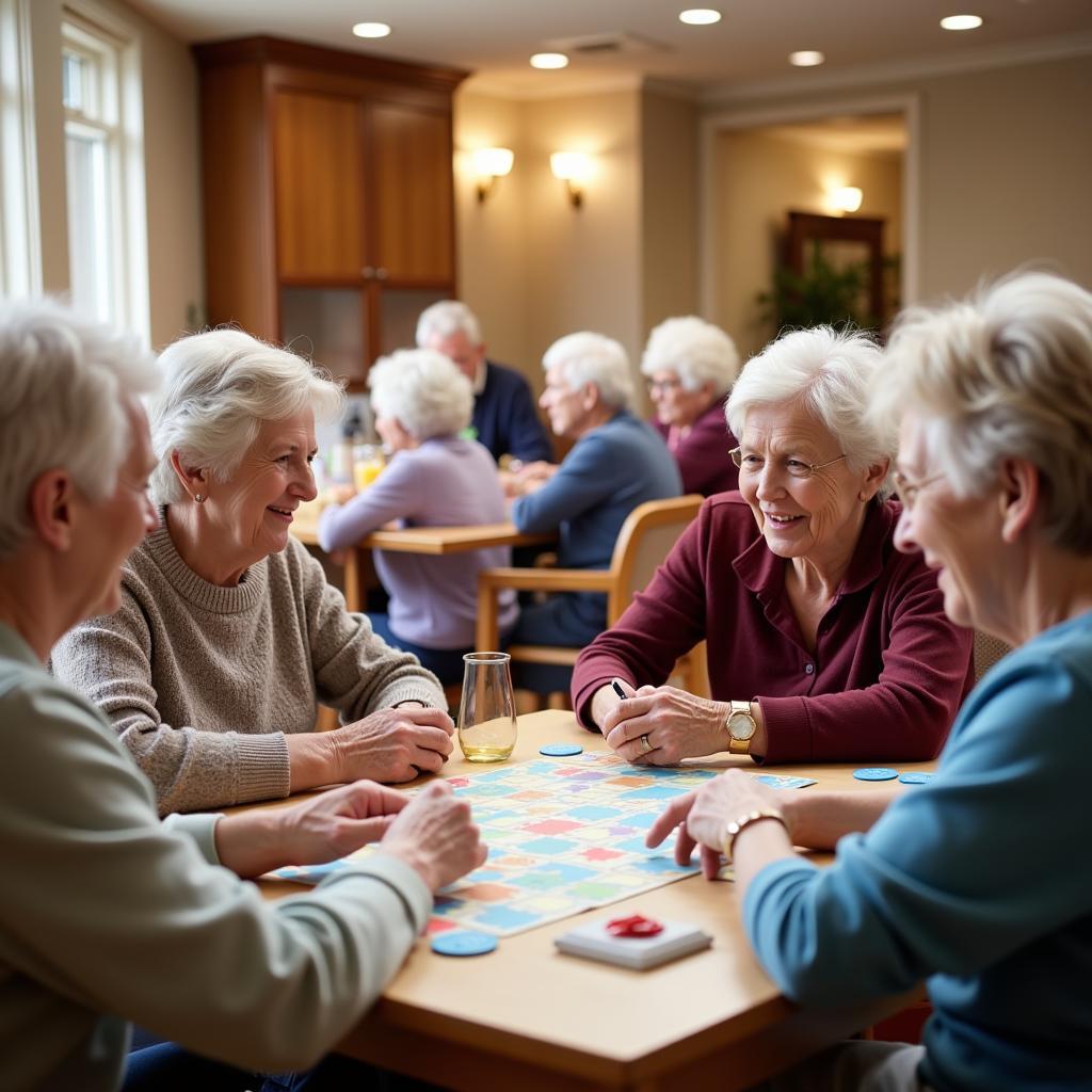 Residents Engaging in Social Activities at an Aged Care Facility