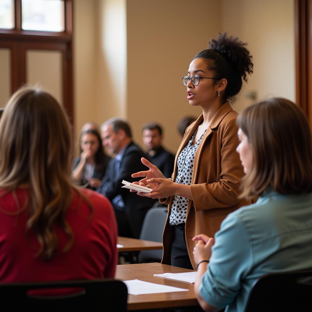 Social worker advocating for policy change