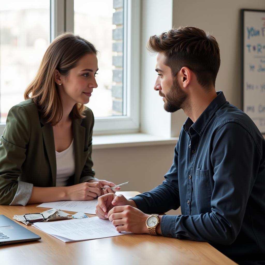 Social Worker Discussing a Care Plan with a Service User