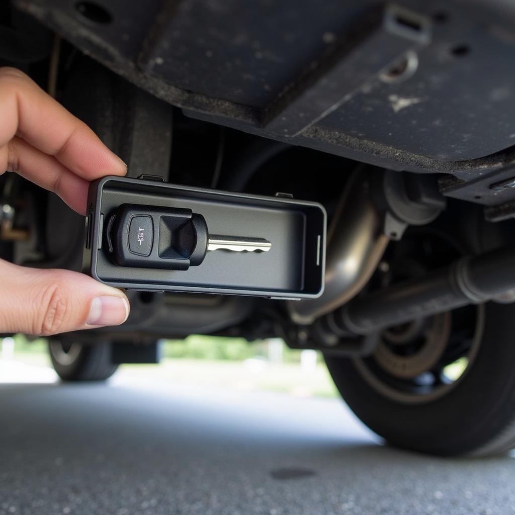 Spare Car Key Hidden in Magnetic Box