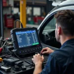 Mechanic Using Advanced Diagnostic Tools to Identify Car Problems