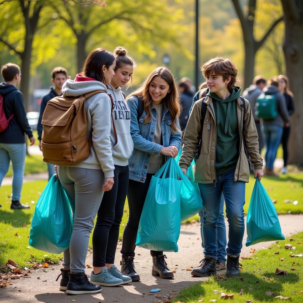 Students Organizing a Community Cleanup