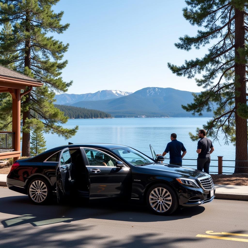 Arriving in South Lake Tahoe with car service and lake view