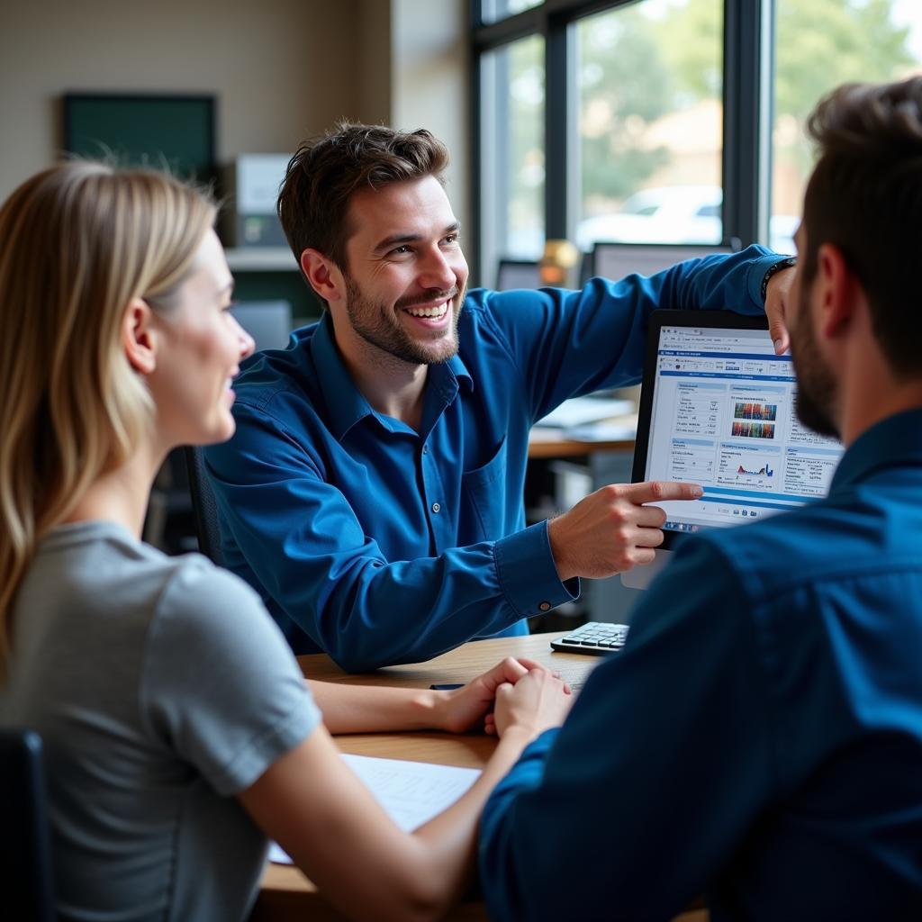 Technician Explaining Car Computer Diagnostics in Phoenix