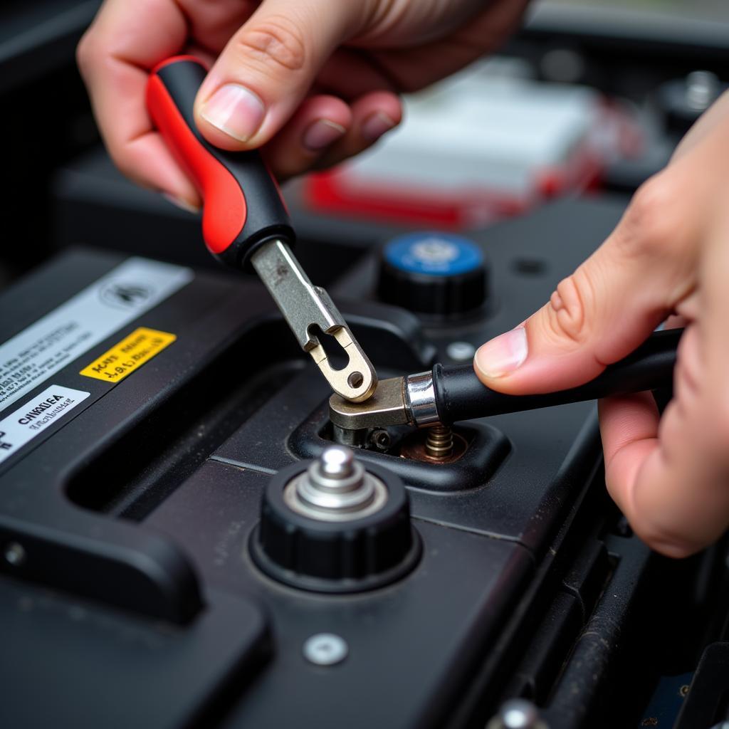 Car battery installation by a certified technician.