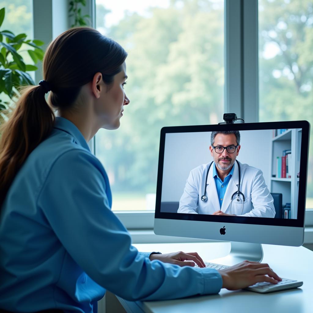 Telehealth services bridging the healthcare gap: A doctor consults with a patient remotely via video call.