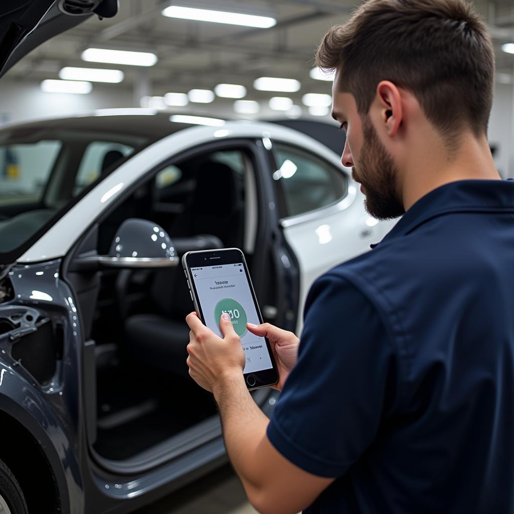 Tesla Technician Working on a Model 3