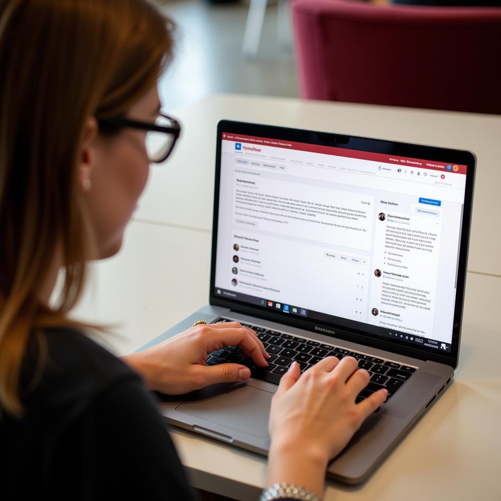 Texas State Student Using Handshake on Laptop