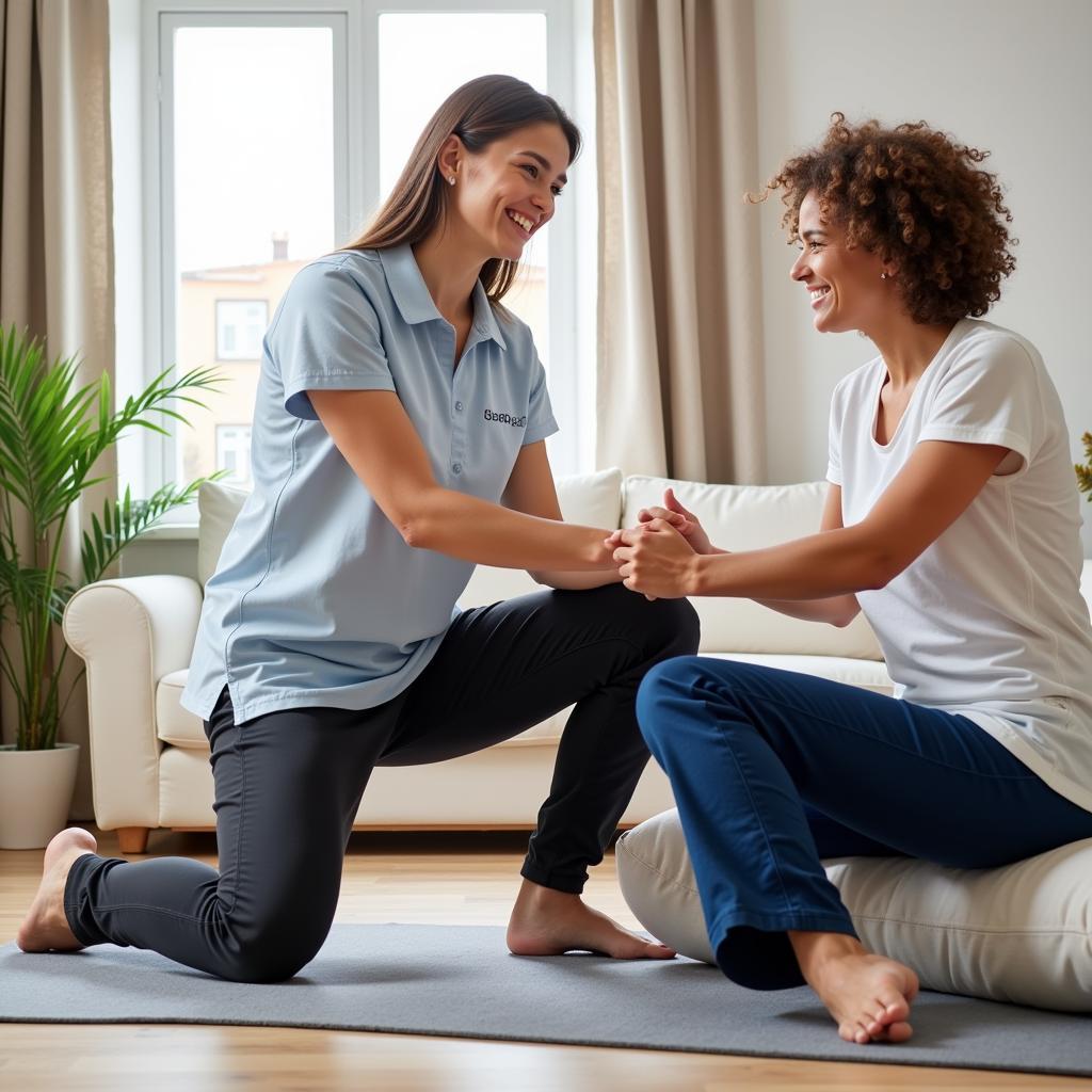 Therapist Assisting Patient with Exercises